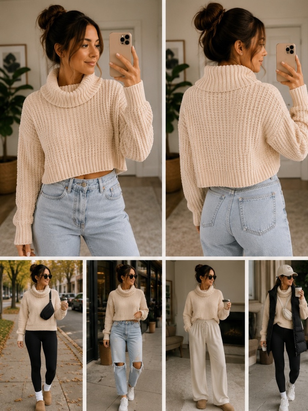 🍦 Garage Chenille Cropped Turtleneck Sweater — Size Small